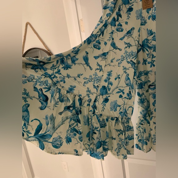 A rare Bird NWT BIRD OF PARADISE CREAM & TURQUOISE PANTS OS - Picture 12 of 15